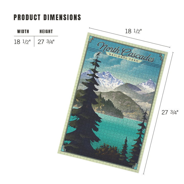 North Cascades National Park, Washington, Lithograph National Park Series, Jigsaw Puzzle Puzzle Lantern Press 