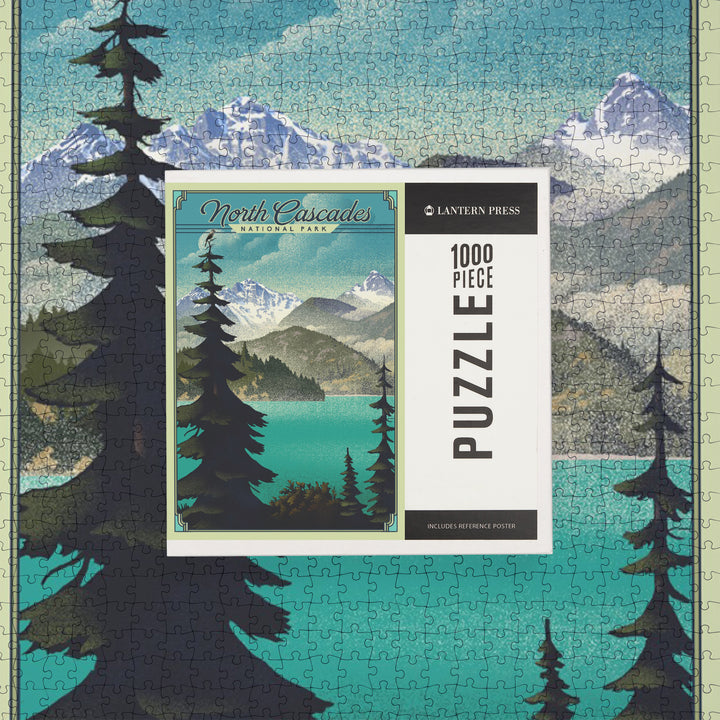North Cascades National Park, Washington, Lithograph National Park Series, Jigsaw Puzzle Puzzle Lantern Press 