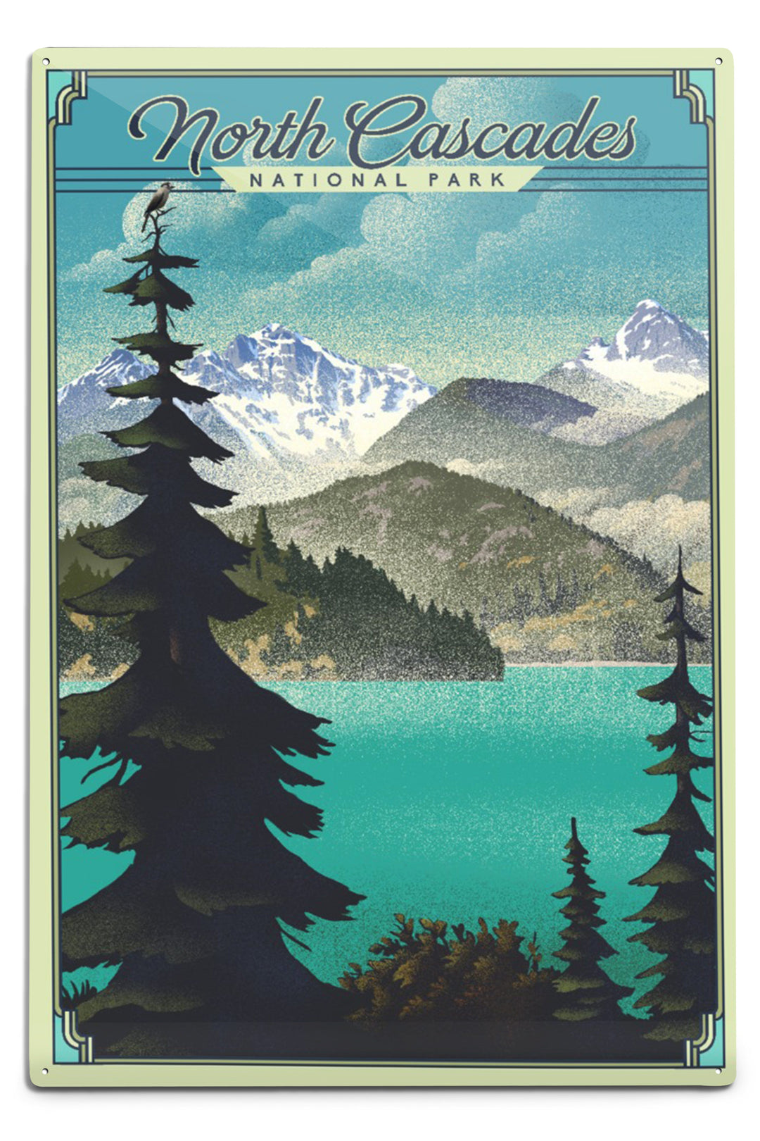 North Cascades National Park, Washington, Lithograph National Park Series, Metal Signs Metal Lantern Press 12x18 Metal Sign 