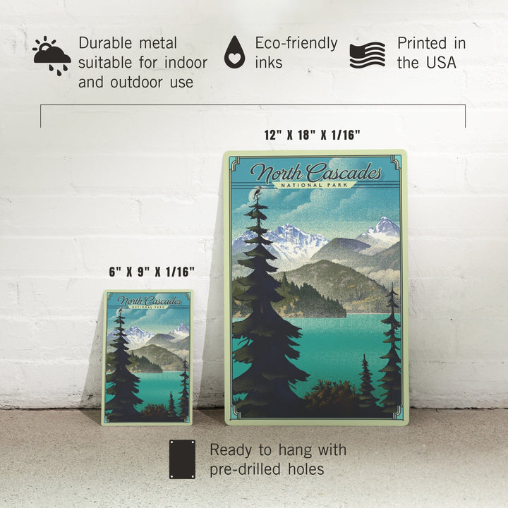 North Cascades National Park, Washington, Lithograph National Park Series, Metal Signs Metal Lantern Press 