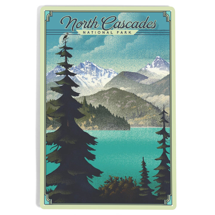 North Cascades National Park, Washington, Lithograph National Park Series, Metal Signs Metal Lantern Press 