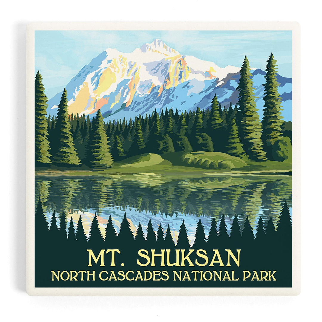 North Cascades National Park, Washington, Mount Shuksan, Coasters Coasters Lantern Press Coaster 