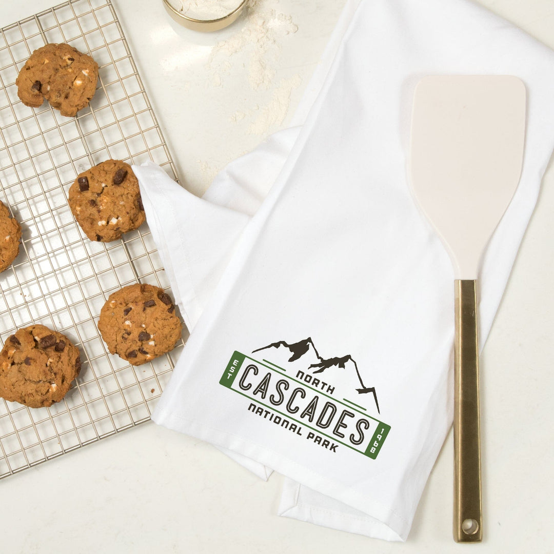 North Cascades National Park, Washington, Mountain, Contour, Vector, Organic Cotton Kitchen Tea Towels Kitchen Lantern Press 