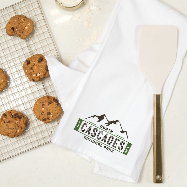 North Cascades National Park, Washington, Mountain, Contour, Vector, Organic Cotton Kitchen Tea Towels Kitchen Lantern Press 