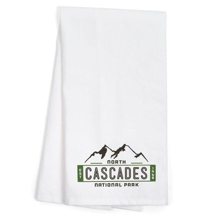 North Cascades National Park, Washington, Mountain, Contour, Vector, Organic Cotton Kitchen Tea Towels Kitchen Lantern Press 