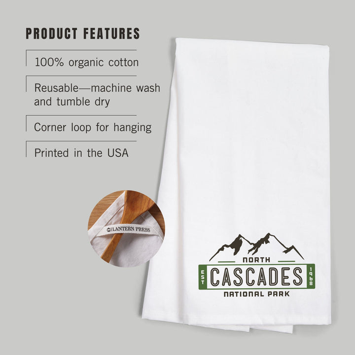 North Cascades National Park, Washington, Mountain, Contour, Vector, Organic Cotton Kitchen Tea Towels Kitchen Lantern Press 
