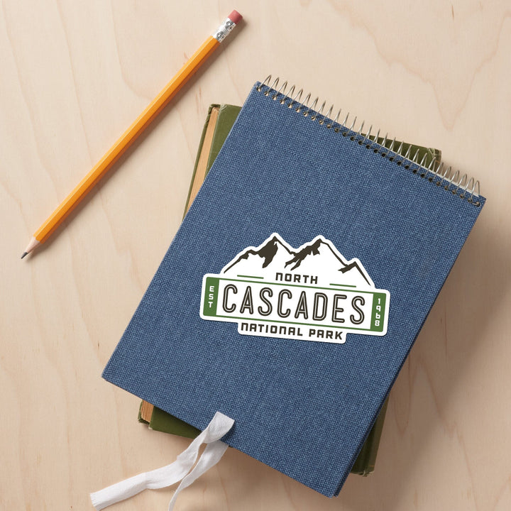 North Cascades National Park, Washington, Mountain, Contour, Vector, Vinyl Sticker Sticker Lantern Press 