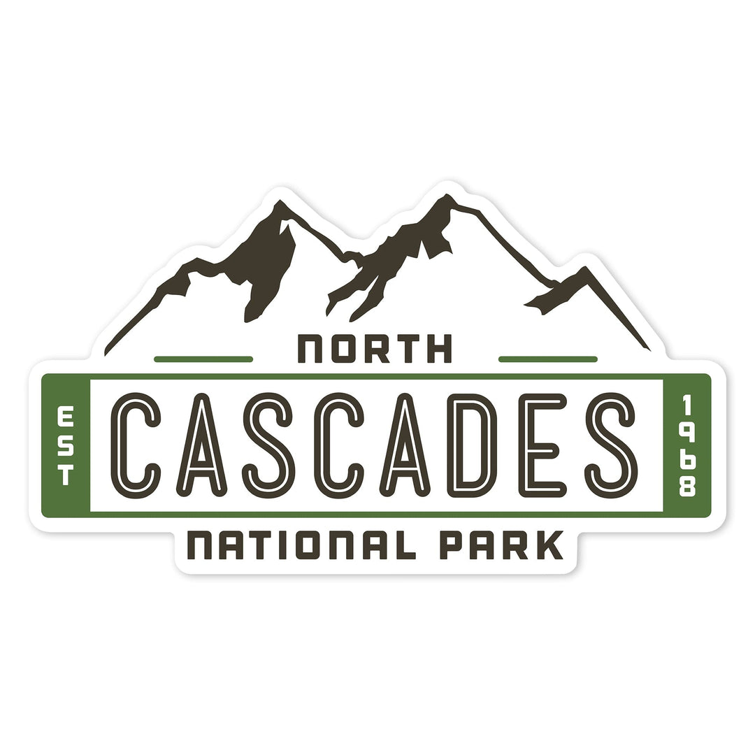 North Cascades National Park, Washington, Mountain, Contour, Vector, Vinyl Sticker Sticker Lantern Press 