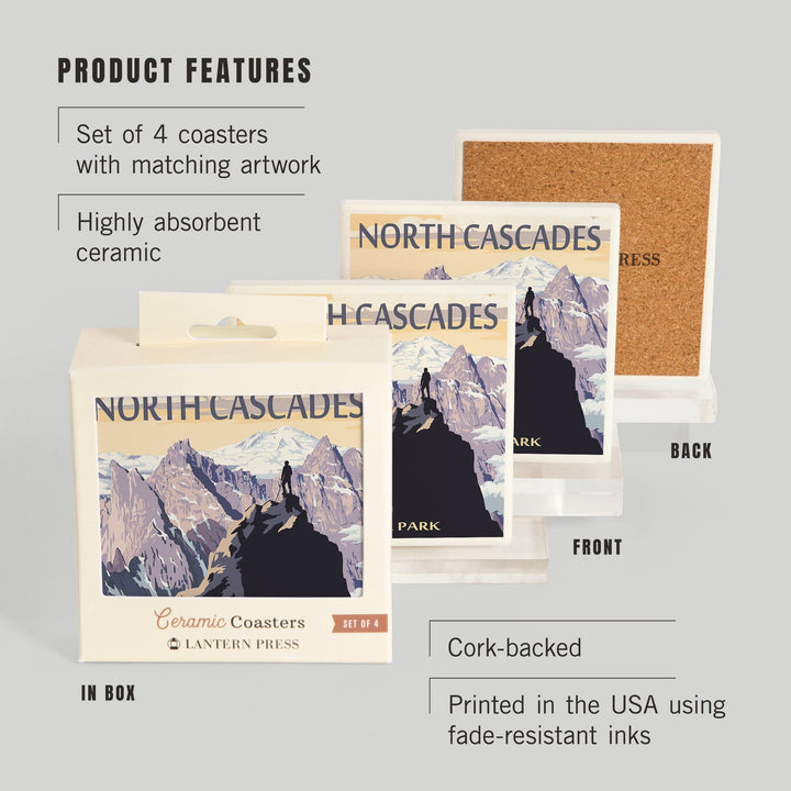North Cascades National Park, Washington, Mountain Peaks, Coasters Coasters Lantern Press 