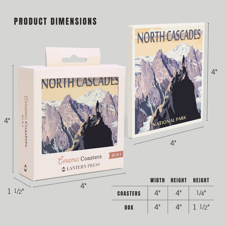 North Cascades National Park, Washington, Mountain Peaks, Coasters Coasters Lantern Press 