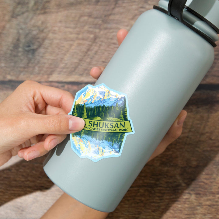 North Cascades National Park, Washington, Mt Shuksan, Contour, Vinyl Sticker Sticker Lantern Press 