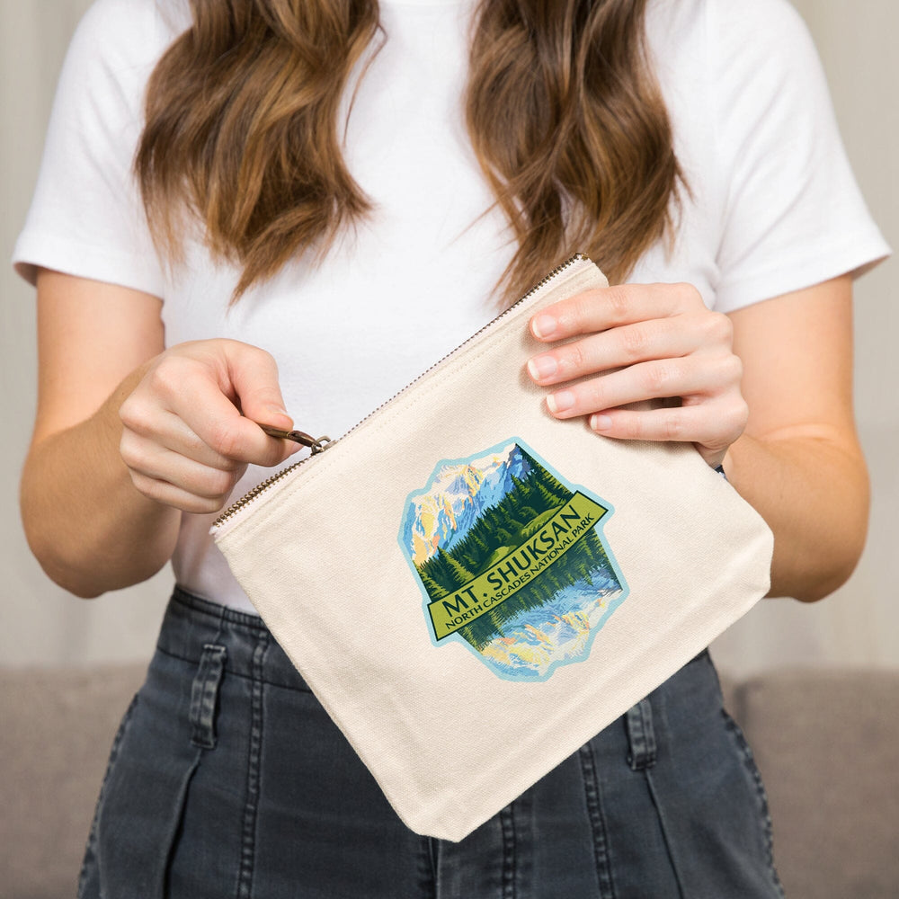 North Cascades National Park, Washington, Mt Shuksan, Organic Cotton Zipper Pouch, Go Bag Go Bag Lantern Press 