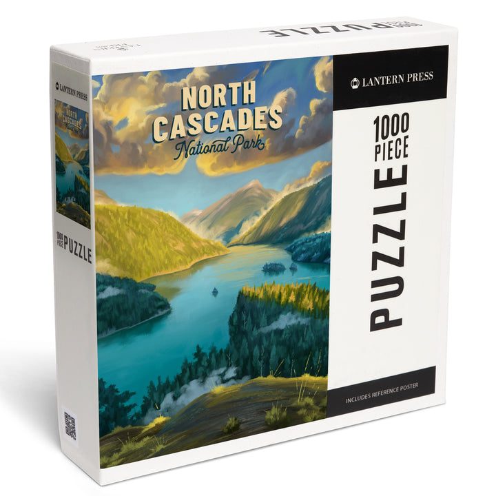 North Cascades National Park, Washington, Oil Painting National Park Series, Jigsaw Puzzle Puzzle Lantern Press 