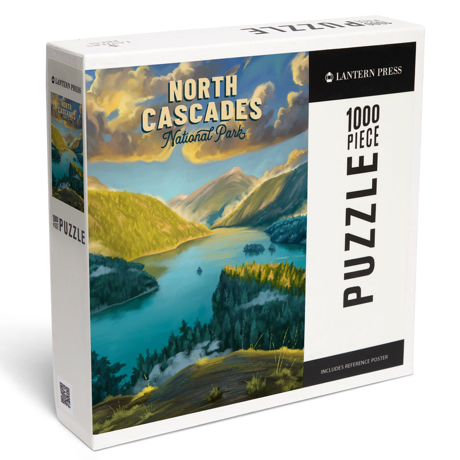 North Cascades National Park, Washington, Oil Painting National Park Series, Jigsaw Puzzle Puzzle Lantern Press 