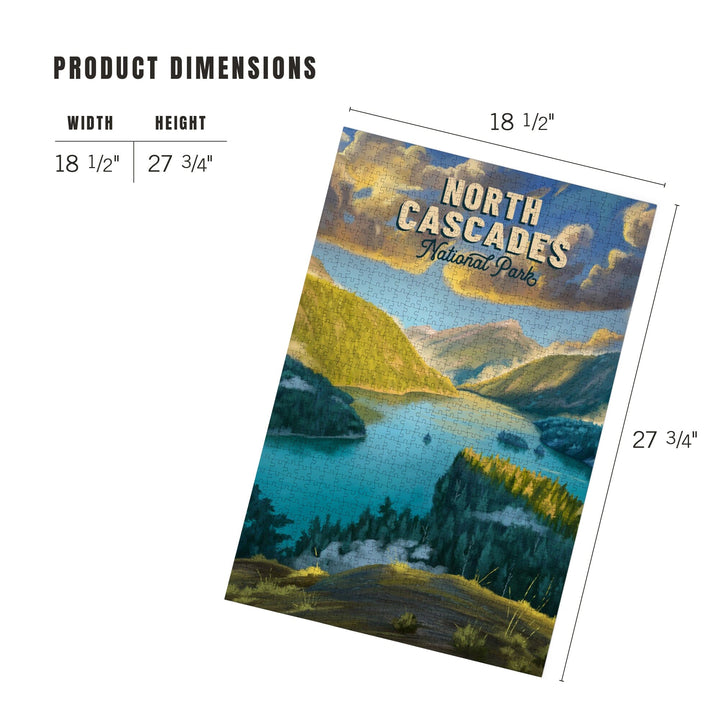 North Cascades National Park, Washington, Oil Painting National Park Series, Jigsaw Puzzle Puzzle Lantern Press 