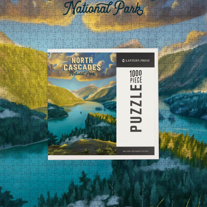 North Cascades National Park, Washington, Oil Painting National Park Series, Jigsaw Puzzle Puzzle Lantern Press 