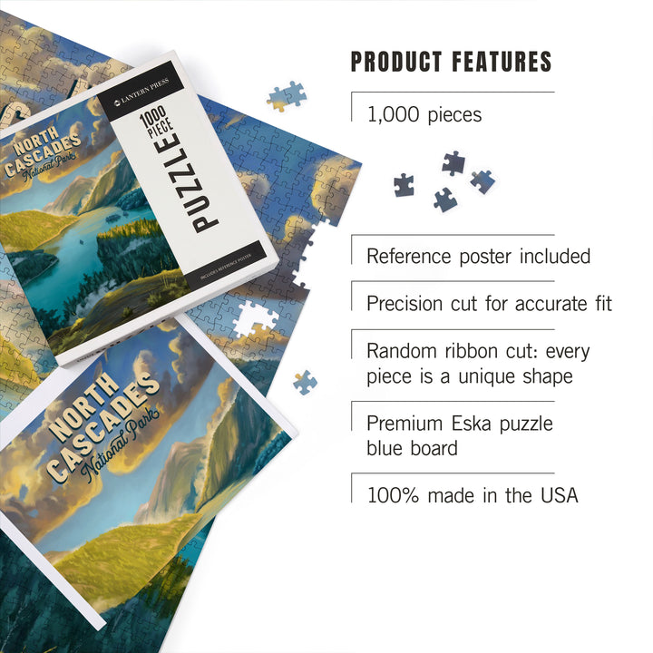 North Cascades National Park, Washington, Oil Painting National Park Series, Jigsaw Puzzle Puzzle Lantern Press 