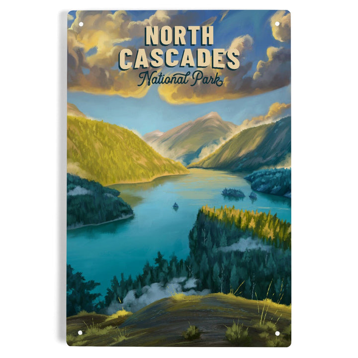 North Cascades National Park, Washington, Oil Painting National Park Series, Metal Signs Metal Lantern Press 