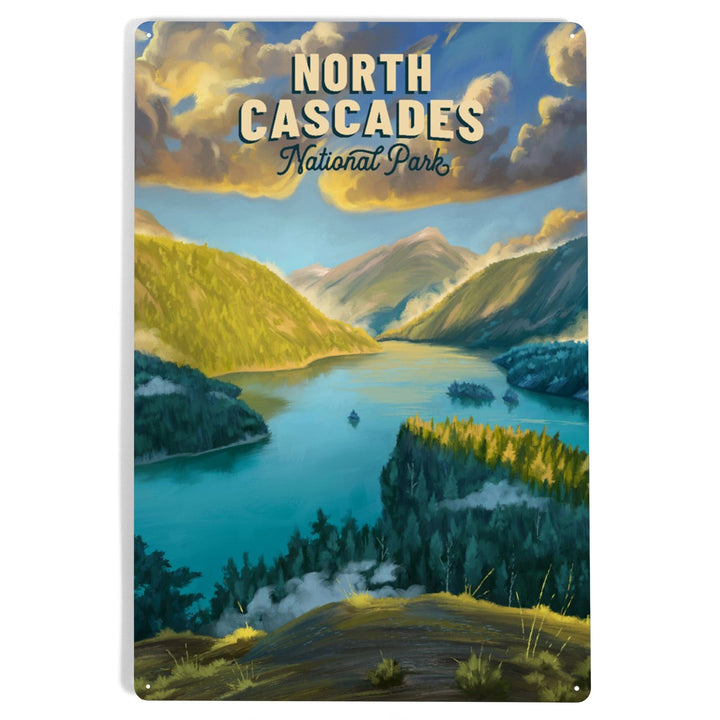 North Cascades National Park, Washington, Oil Painting National Park Series, Metal Signs Metal Lantern Press 