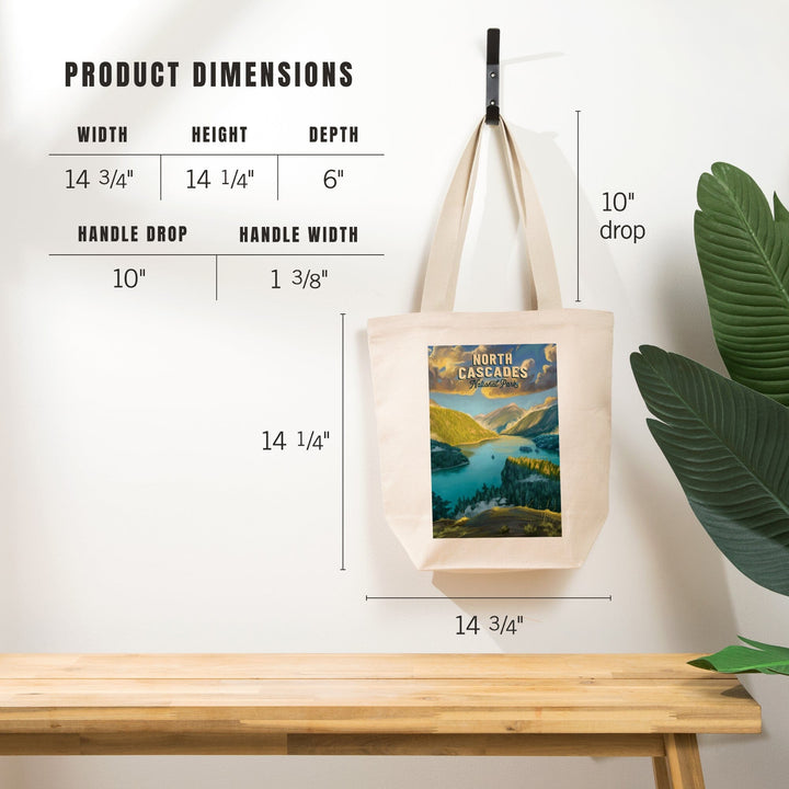 North Cascades National Park, Washington, Oil Painting National Park Series, Tote Bag Totes Lantern Press 