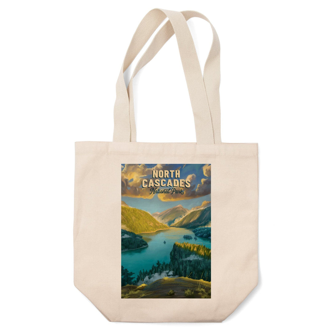 North Cascades National Park, Washington, Oil Painting National Park Series, Tote Bag Totes Lantern Press 