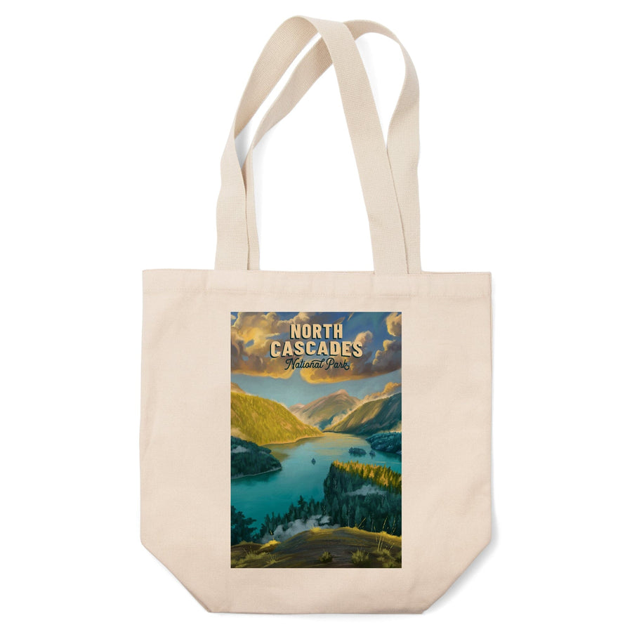 North Cascades National Park, Washington, Oil Painting National Park Series, Tote Bag Totes Lantern Press 