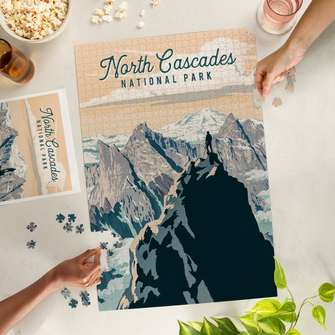 North Cascades National Park, Washington, Painterly National Park Series, Jigsaw Puzzle Puzzle Lantern Press 