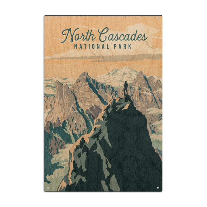 North Cascades National Park, Washington, Painterly National Park Series, Wood Signs and Postcards Wood Lantern Press 10 x 15 Wood Sign 