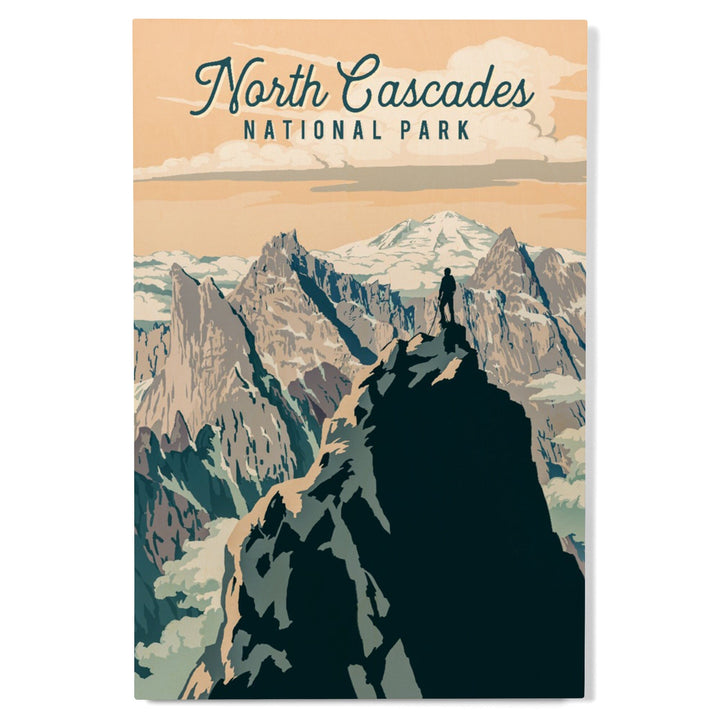 North Cascades National Park, Washington, Painterly National Park Series, Wood Signs and Postcards Wood Lantern Press 