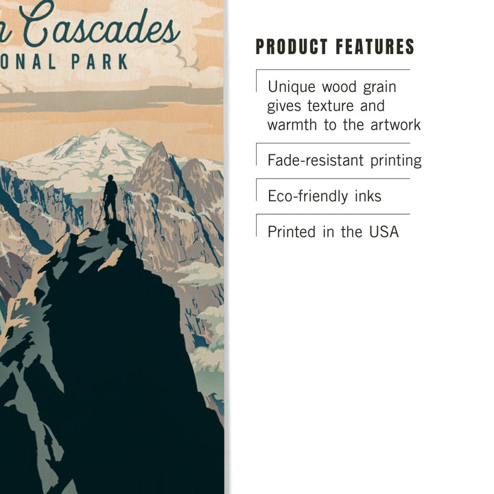 North Cascades National Park, Washington, Painterly National Park Series, Wood Signs and Postcards Wood Lantern Press 