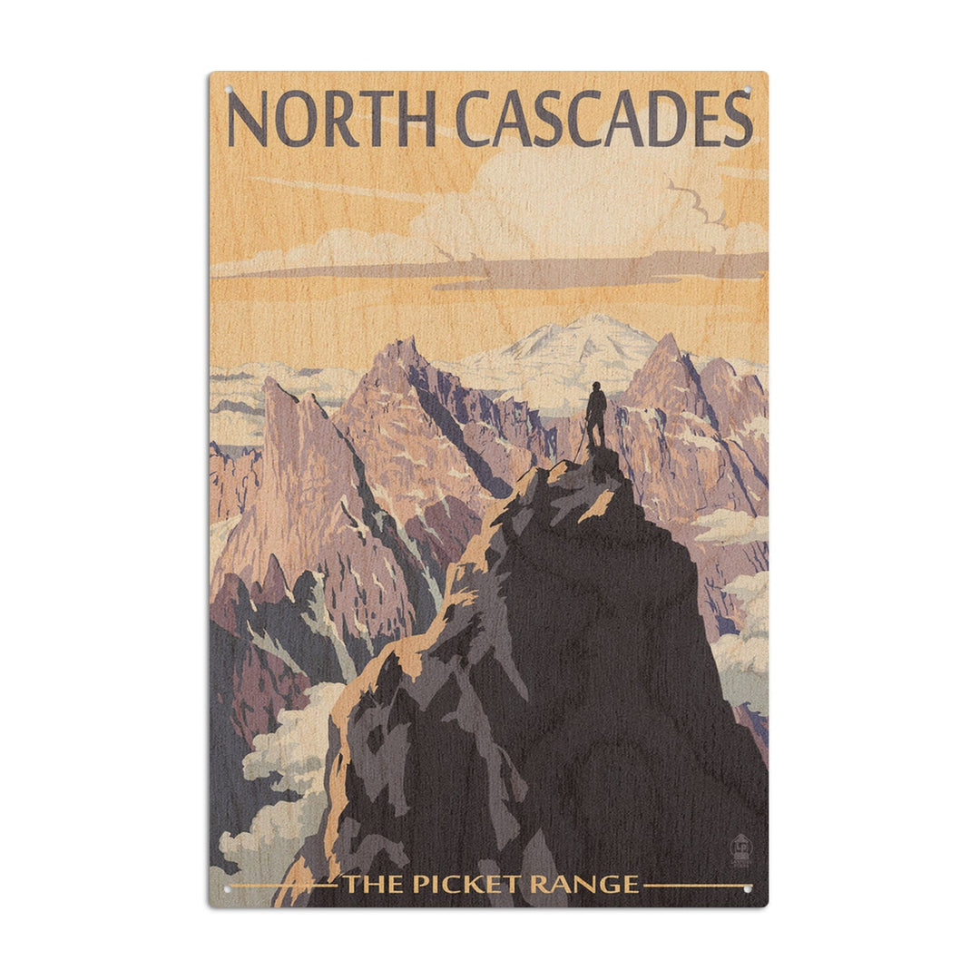 North Cascades, Washington, Mountain Peaks, Lantern Press Artwork, Wood Signs and Postcards Wood Lantern Press 6x9 Wood Sign 
