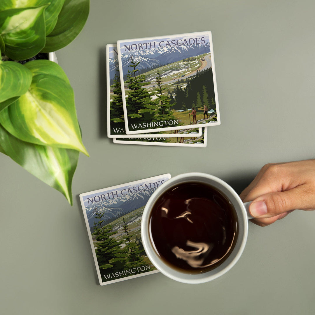 North Cascades, Washington, Trail Scene, Coasters Coasters Lantern Press 