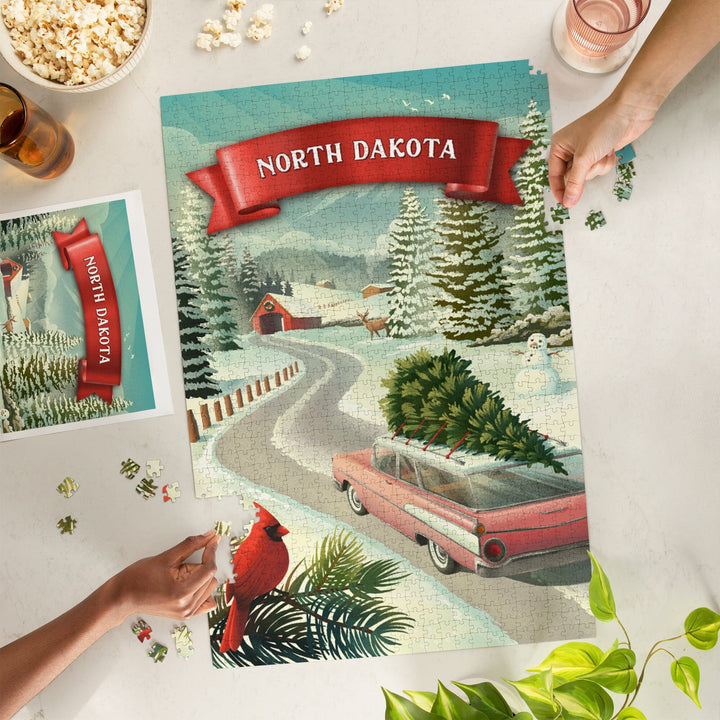 North Dakota, Holiday Tradition, Jigsaw Puzzle Puzzle Lantern Press 