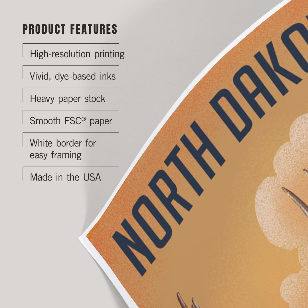 North Dakota, Mule Deer, Litho, Art & Giclee Prints Art Lantern Press 