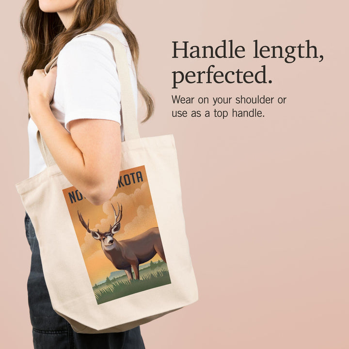 North Dakota, Mule Deer, Litho, Tote Bag Totes Lantern Press 