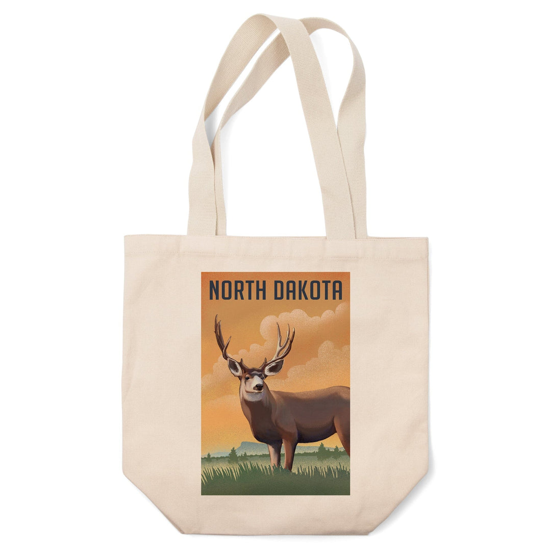 North Dakota, Mule Deer, Litho, Tote Bag Totes Lantern Press 
