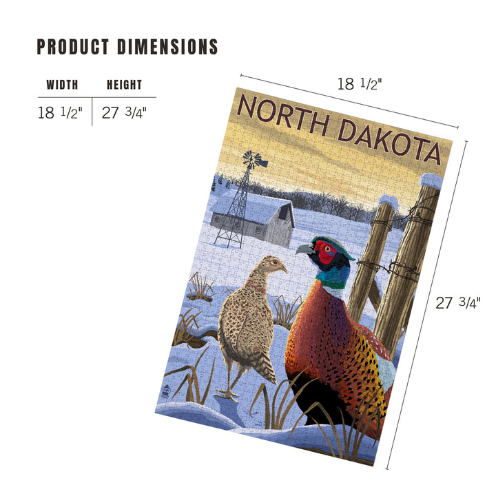 North Dakota, Pheasants, Jigsaw Puzzle Puzzle Lantern Press 
