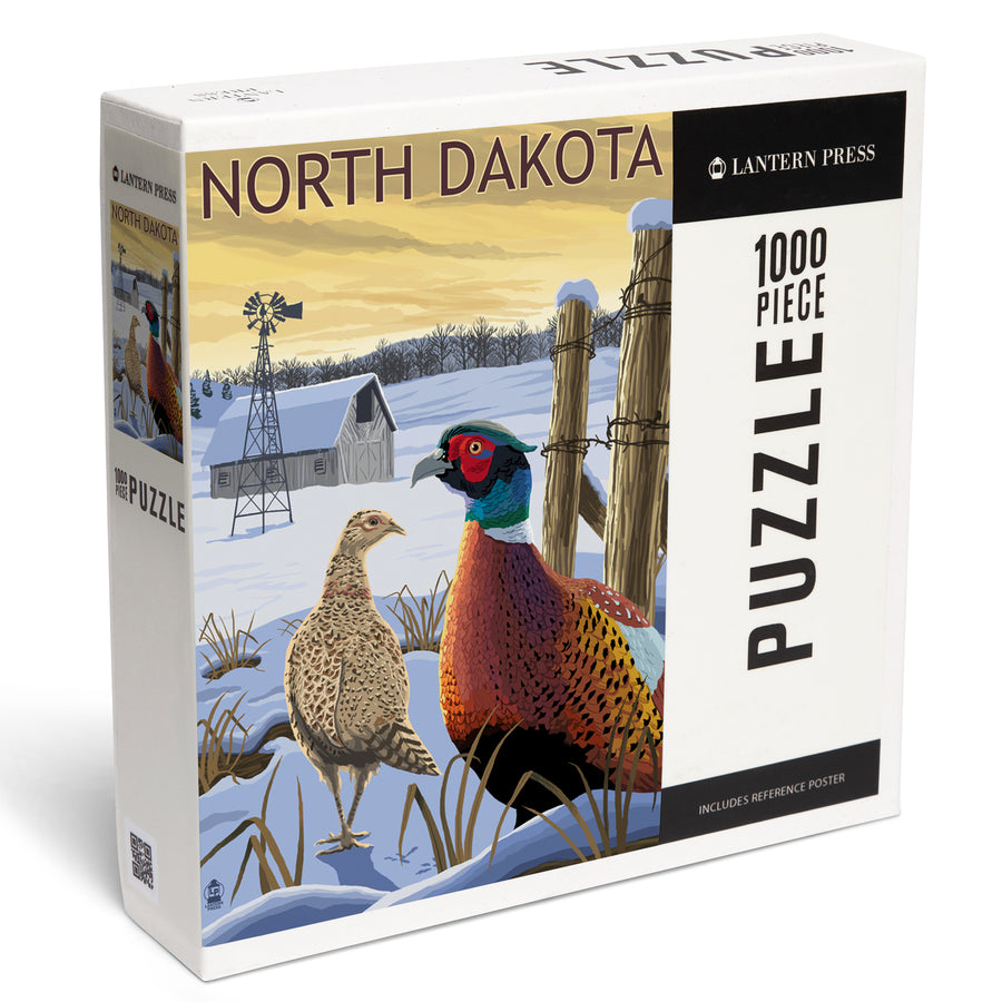 North Dakota, Pheasants, Jigsaw Puzzle Puzzle Lantern Press 