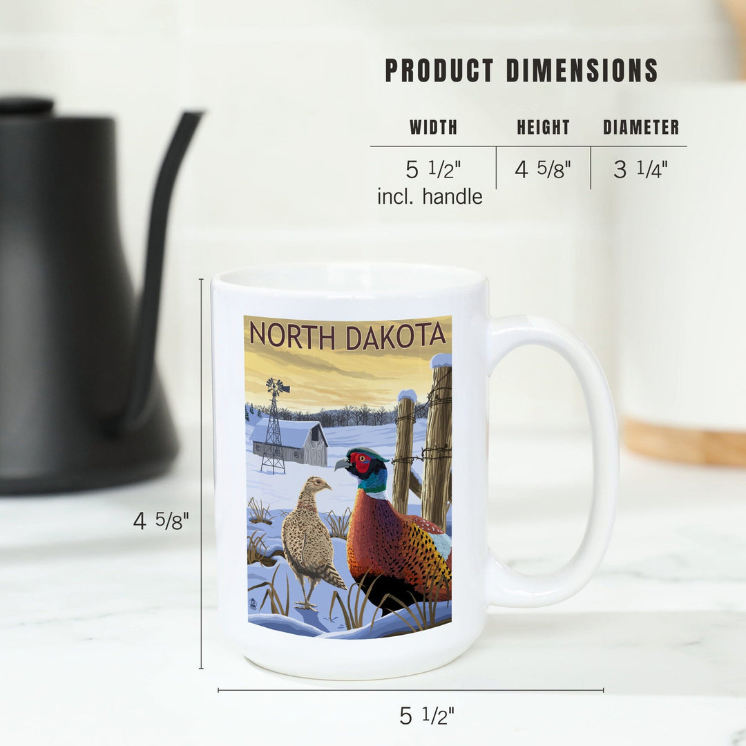 North Dakota, Pheasants, Lantern Press Artwork, Ceramic Mug Mugs Lantern Press 