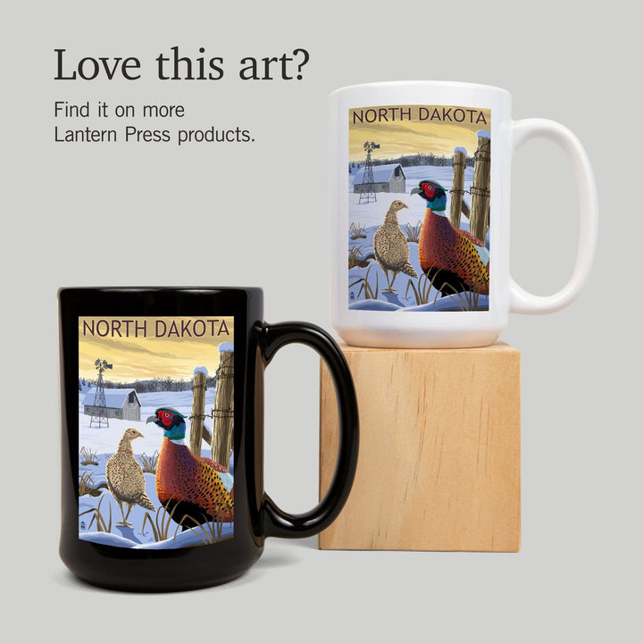 North Dakota, Pheasants, Lantern Press Artwork, Ceramic Mug Mugs Lantern Press 