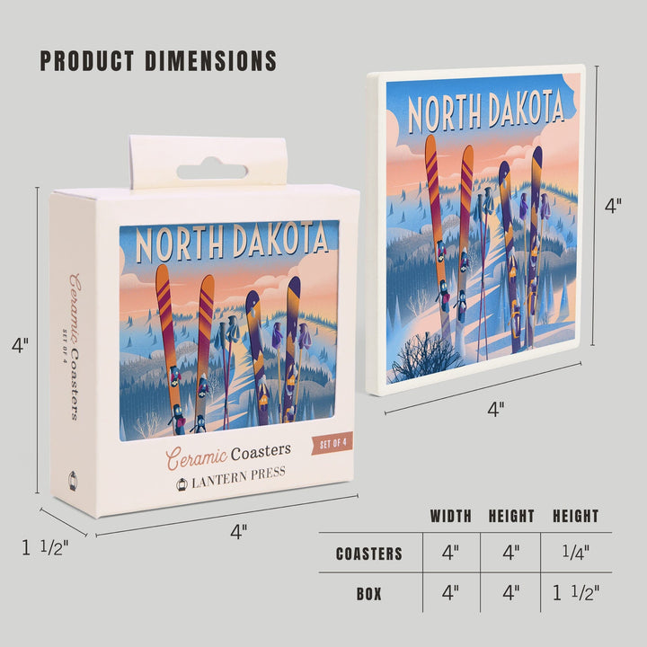 North Dakota, Prepare for Takeoff, Skis in Snowbank, Coasters Coasters Lantern Press 