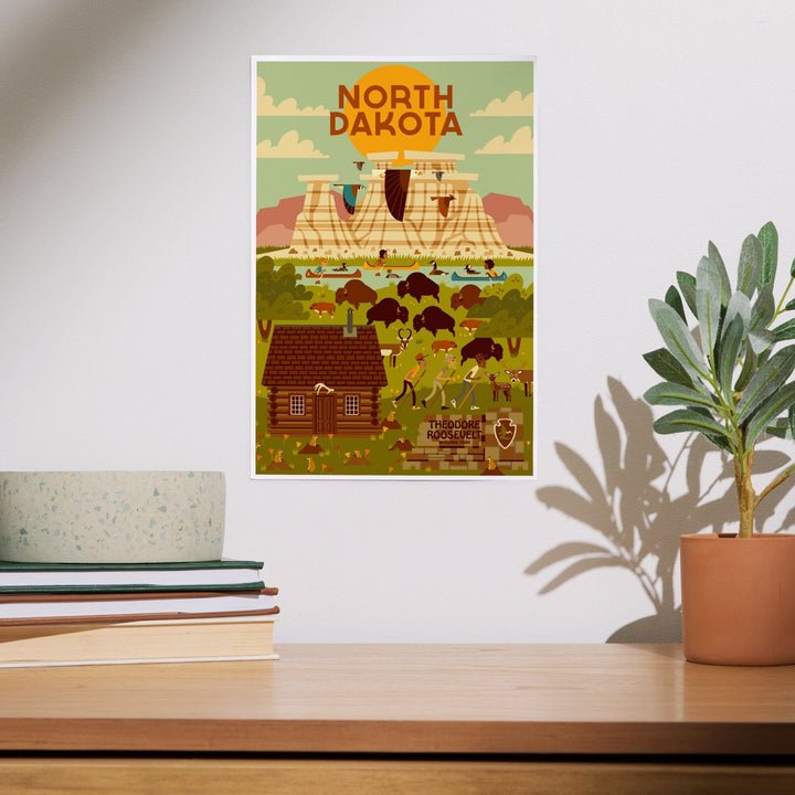 North Dakota, Theodore Roosevelt National Park, Geometric National Park Series, Art & Giclee Prints Art Lantern Press 