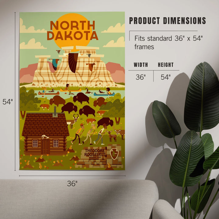 North Dakota, Theodore Roosevelt National Park, Geometric National Park Series, Art & Giclee Prints Art Lantern Press 