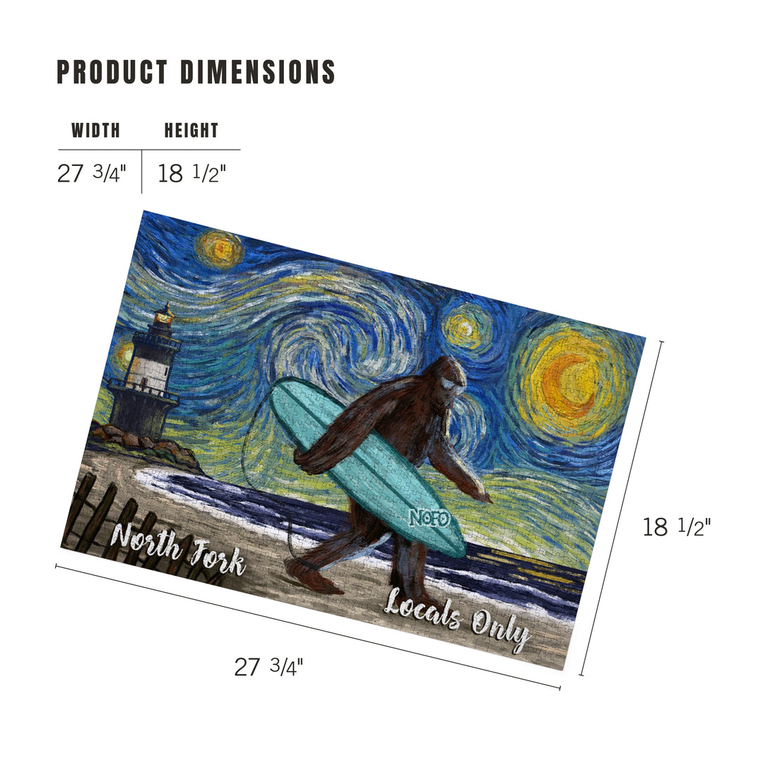 North Fork, New York, Starry Night, Bigfoot on the Beach, Jigsaw Puzzle Puzzle Lantern Press 