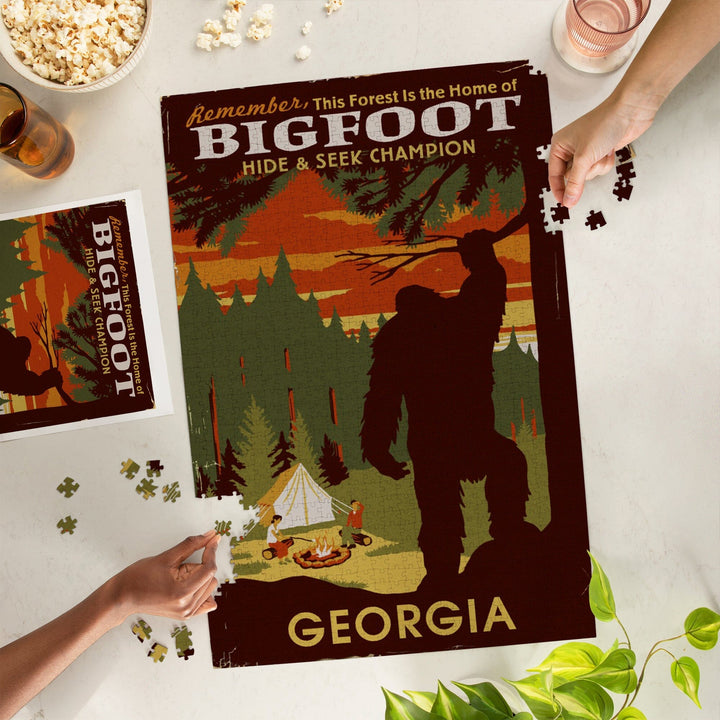 North Georgia, Home of Bigfoot, Jigsaw Puzzle Puzzle Lantern Press 