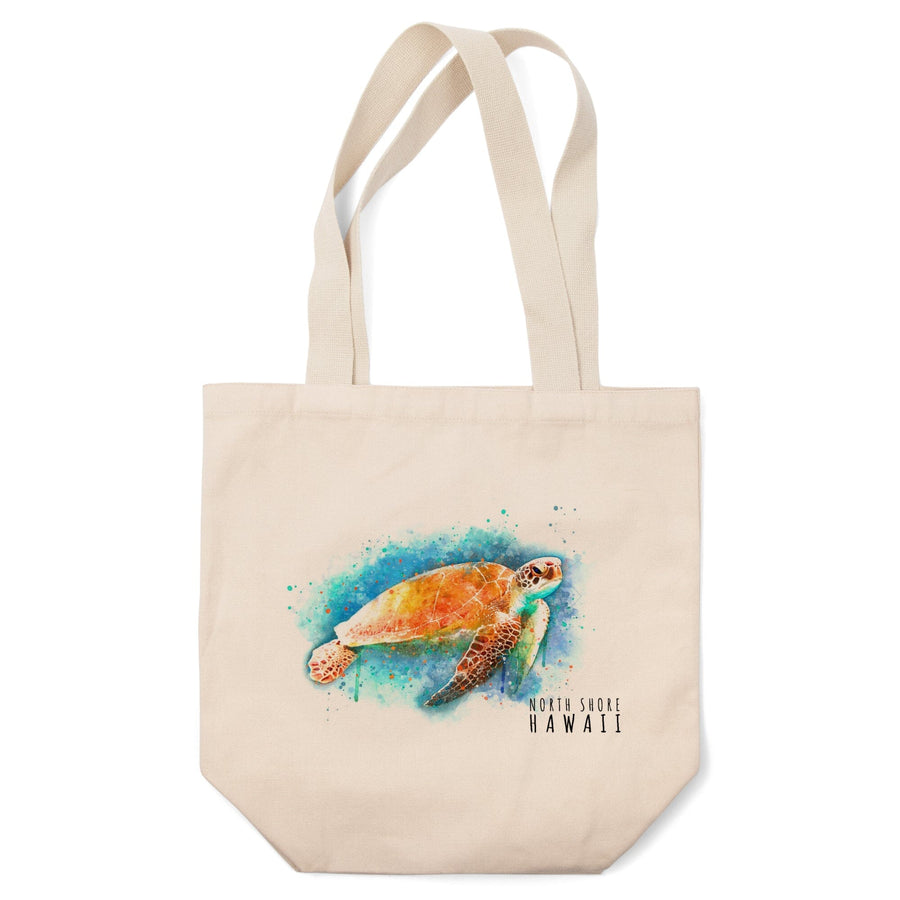 North Shore, Hawaii, Sea Turtle, Watercolor, Lantern Press Artwork, Tote Bag Totes Lantern Press 