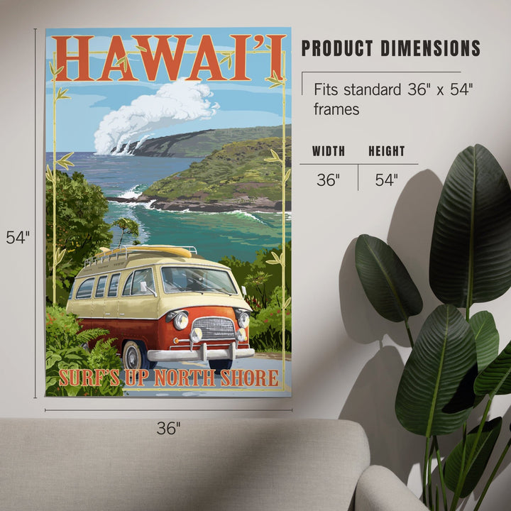 North Shore, Hawaii, Surf's Up, Camper Van, Art & Giclee Prints Art Lantern Press 