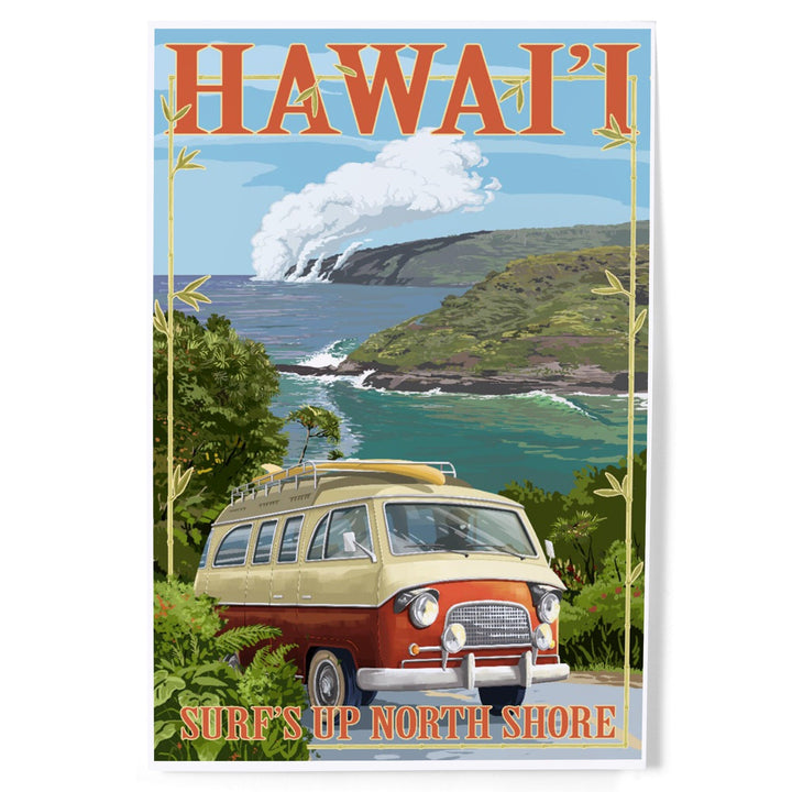 North Shore, Hawaii, Surf's Up, Camper Van, Art & Giclee Prints Art Lantern Press 