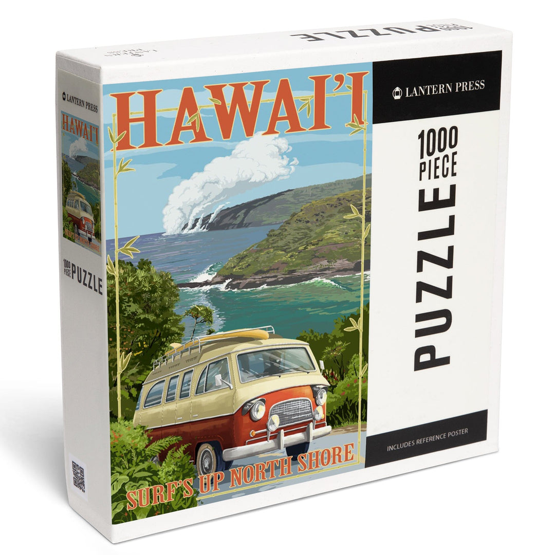 North Shore, Hawaii, Surf's Up, Camper Van, Jigsaw Puzzle Puzzle Lantern Press 