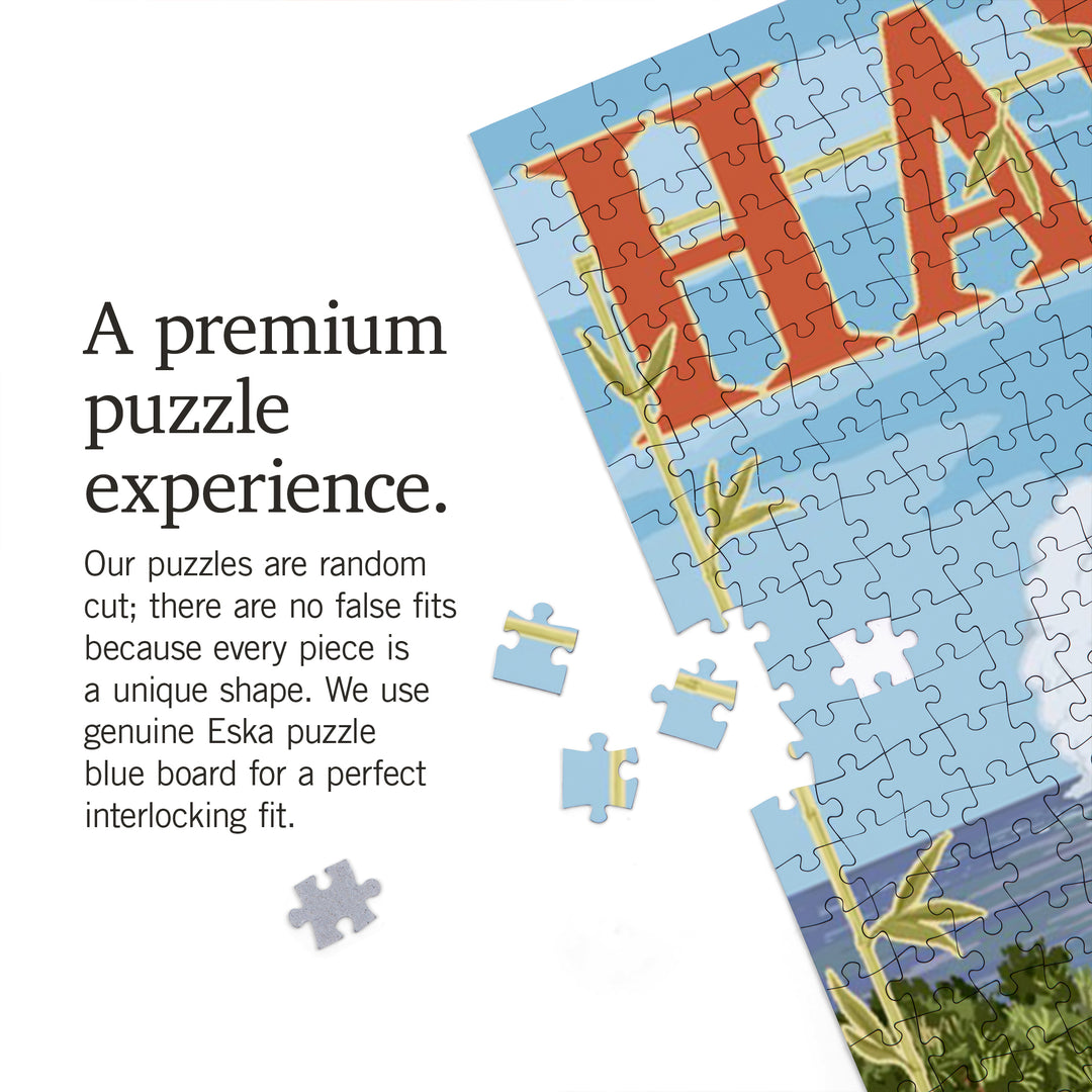North Shore, Hawaii, Surf's Up, Camper Van, Jigsaw Puzzle Puzzle Lantern Press 
